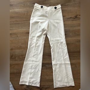 Tory Burch White Cotton Blend Wide Leg Pant. Size 2